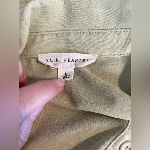 LA Hearts '90s Button Down Crop Top L - Picture 9 of 11